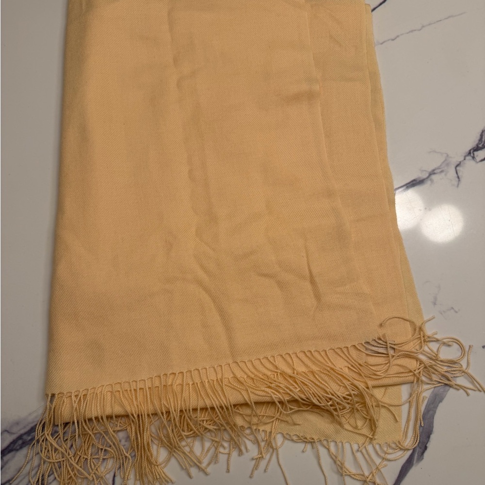 Nordstrom 100% cashmere large  butter yellow scarf